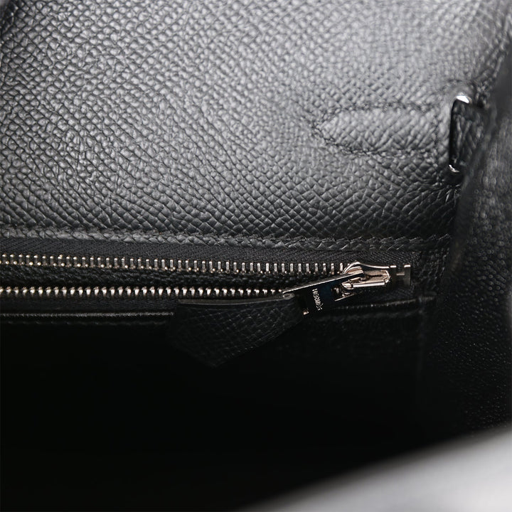 Hermes Kelly 25 Sellier Black Epsom Palladium Hardware