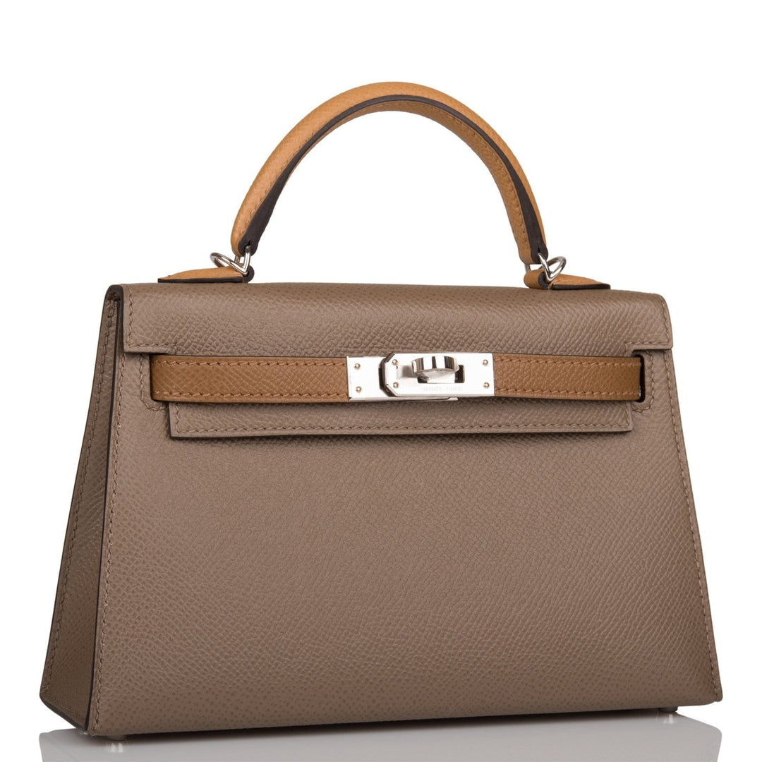 Top quality Hermes Kelly Sellier 20 Etoupe, Alezan and Biscuit Epsom Palladium Hardware