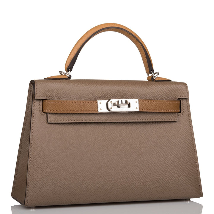 Top quality Hermes Kelly Sellier 20 Etoupe, Alezan and Biscuit Epsom Palladium Hardware