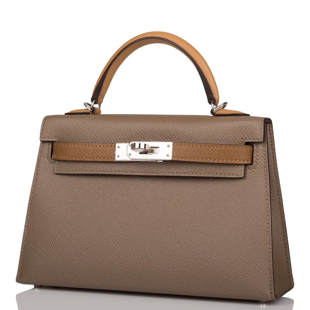Top quality Hermes Kelly Sellier 20 Etoupe, Alezan and Biscuit Epsom Palladium Hardware