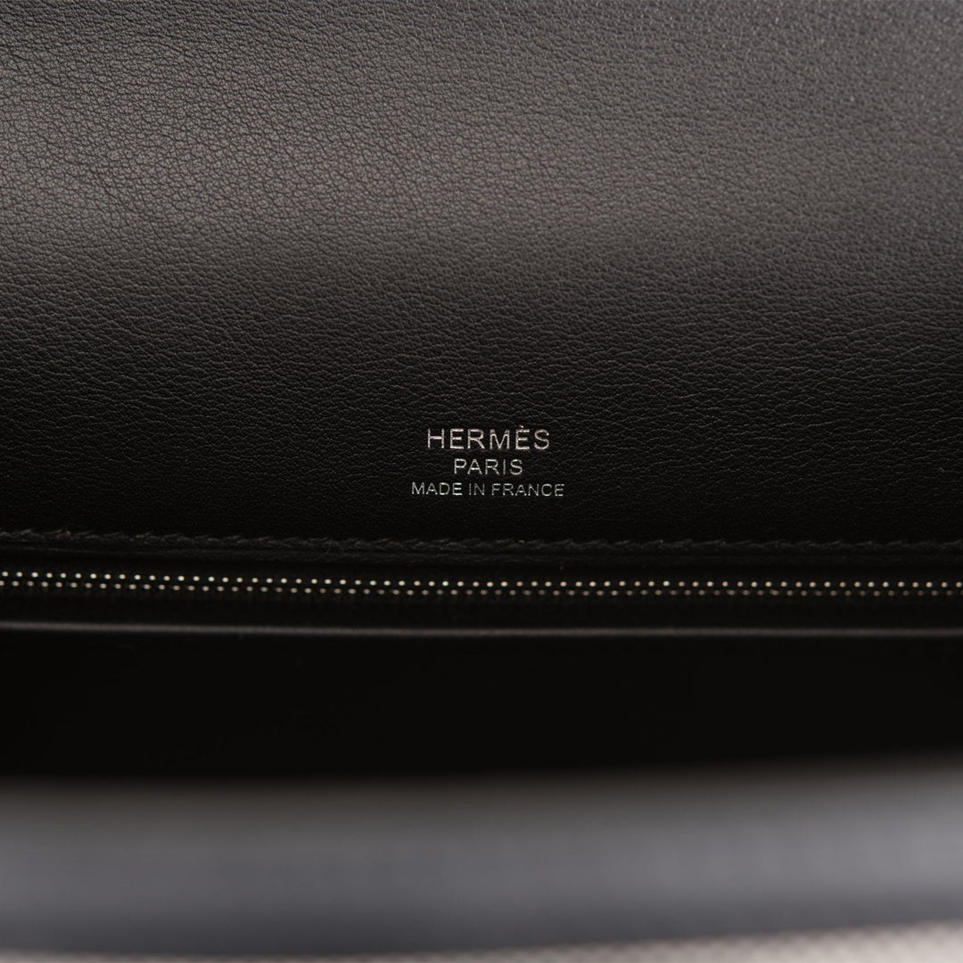 Hermes Kelly 28 Sellier Black Toile and Swift Palladium Hardware