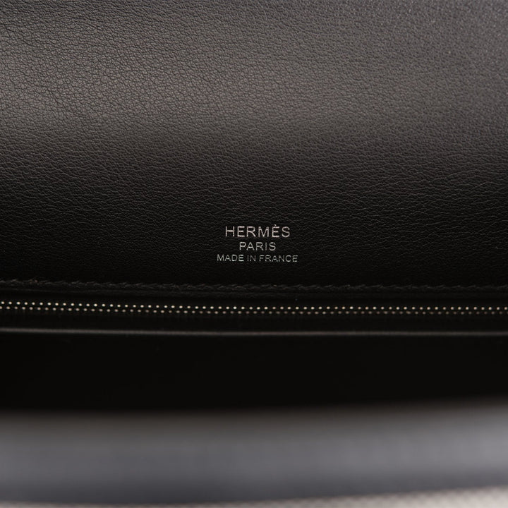 Hermes Kelly 28 Sellier Black Toile and Swift Palladium Hardware