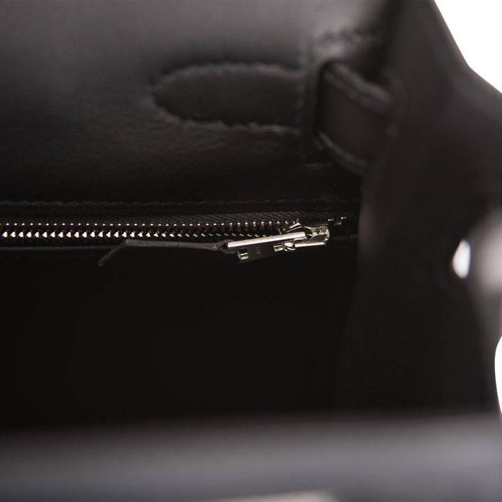 Hermes Kelly 28 Sellier Black Toile and Swift Palladium Hardware