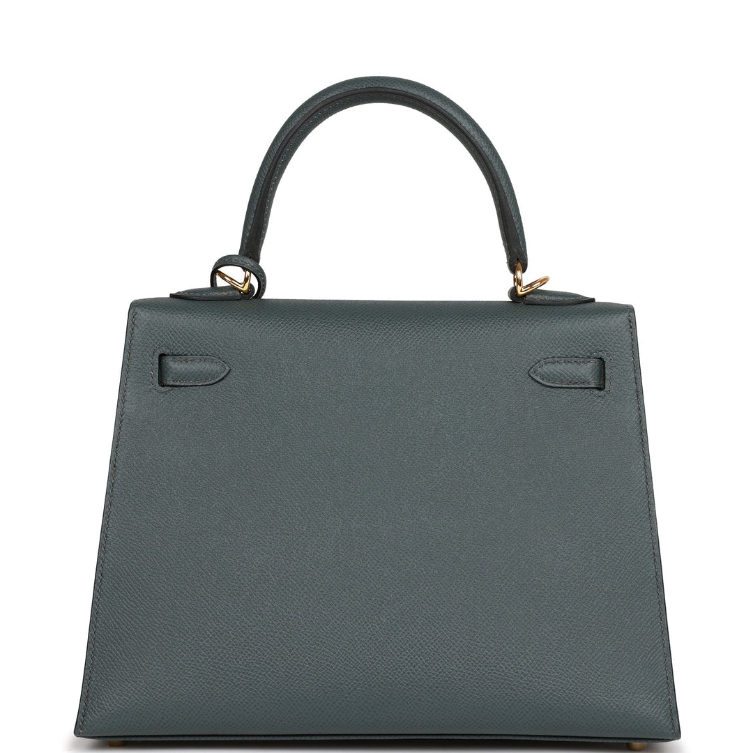 Hermes Kelly 25 Sellier Bleu Orage Epsom Gold Hardware