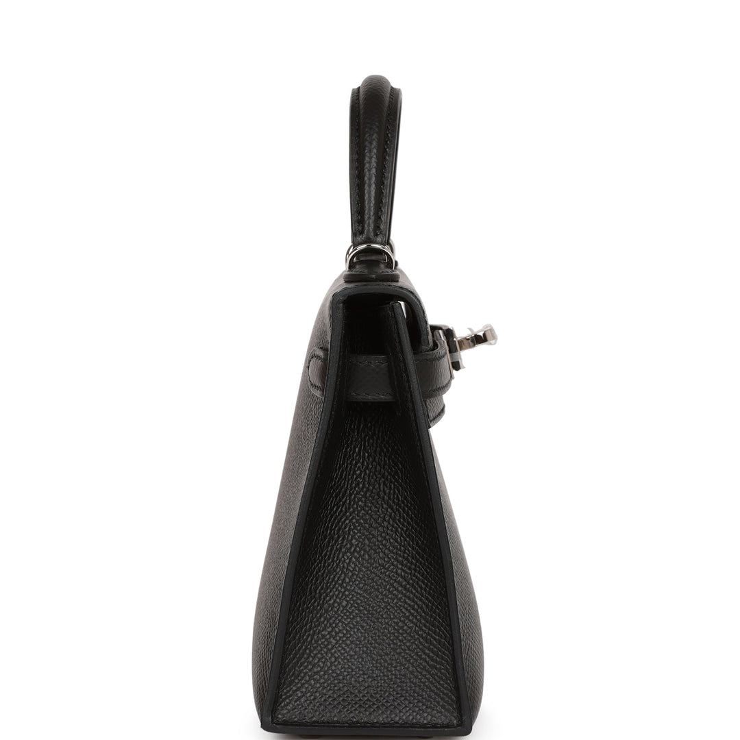 Hermes Kelly 20  Sellier Black Epsom Palladium Hardware