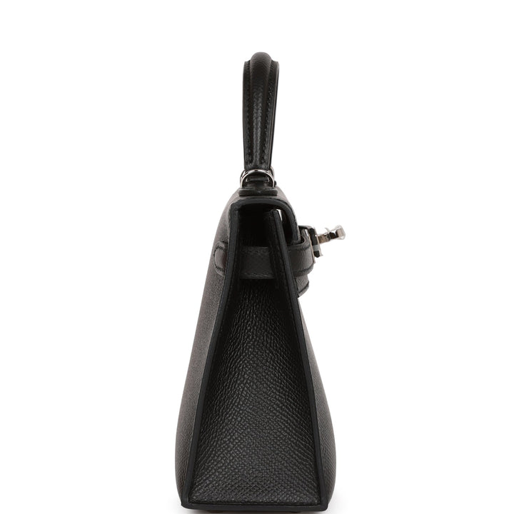 Hermes Kelly 20  Sellier Black Epsom Palladium Hardware