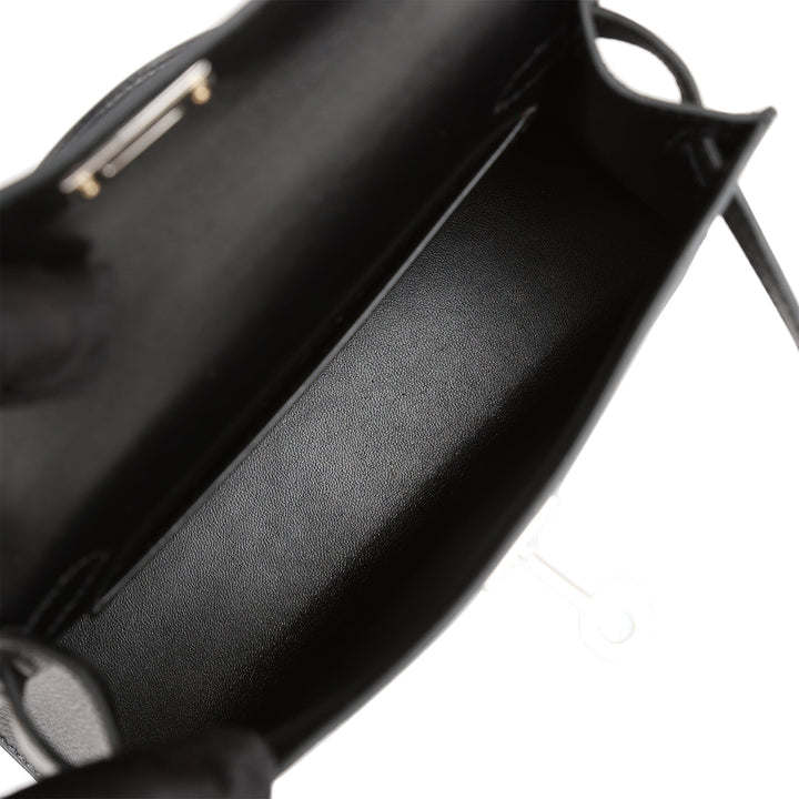 Hermes Kelly 20  Sellier Black Epsom Palladium Hardware