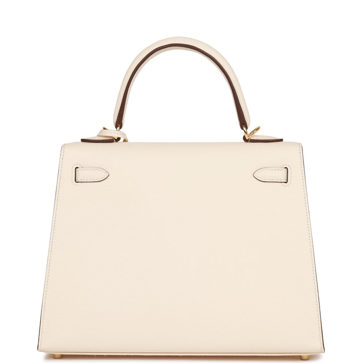 Hermes Kelly 25 Sellier Nata Epsom Gold Hardware