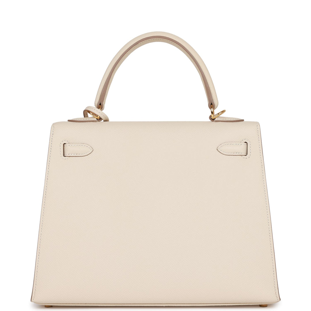 Hermes Kelly 25 Sellier Craie Epsom Gold Hardware