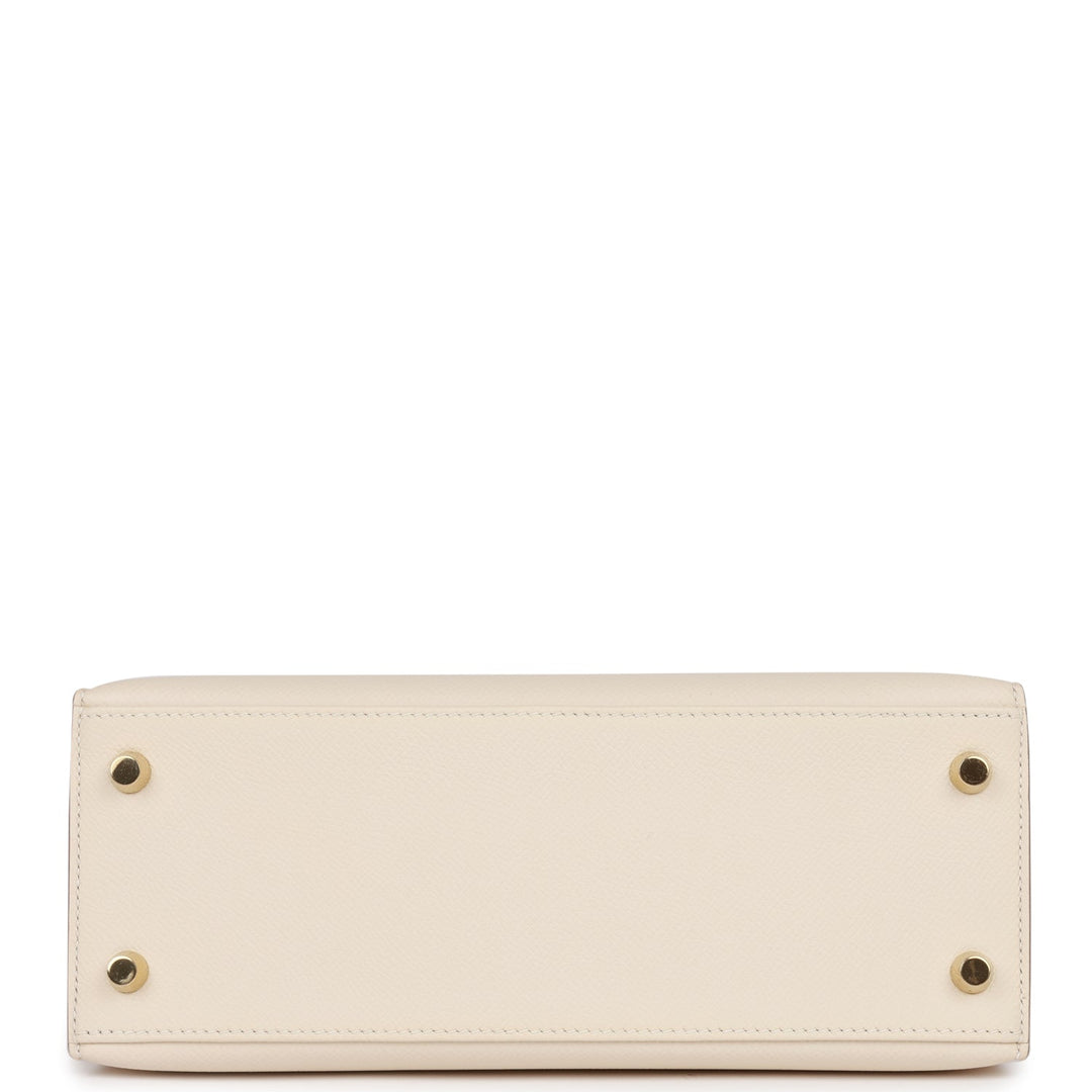 Hermes Kelly 25 Sellier Craie Epsom Gold Hardware