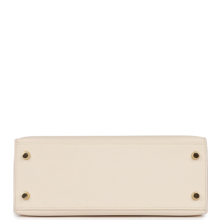 Hermes Kelly 25 Sellier Craie Epsom Gold Hardware