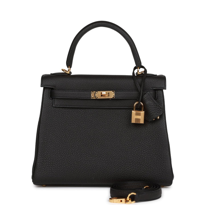 Top quality Hermes Kelly Retourne 25 Black Togo Gold Hardware