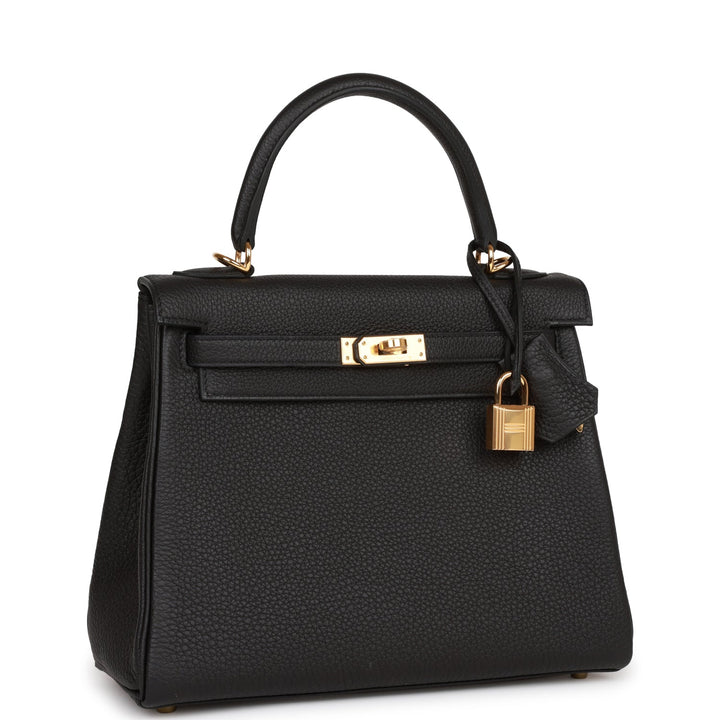 Top quality Hermes Kelly Retourne 25 Black Togo Gold Hardware