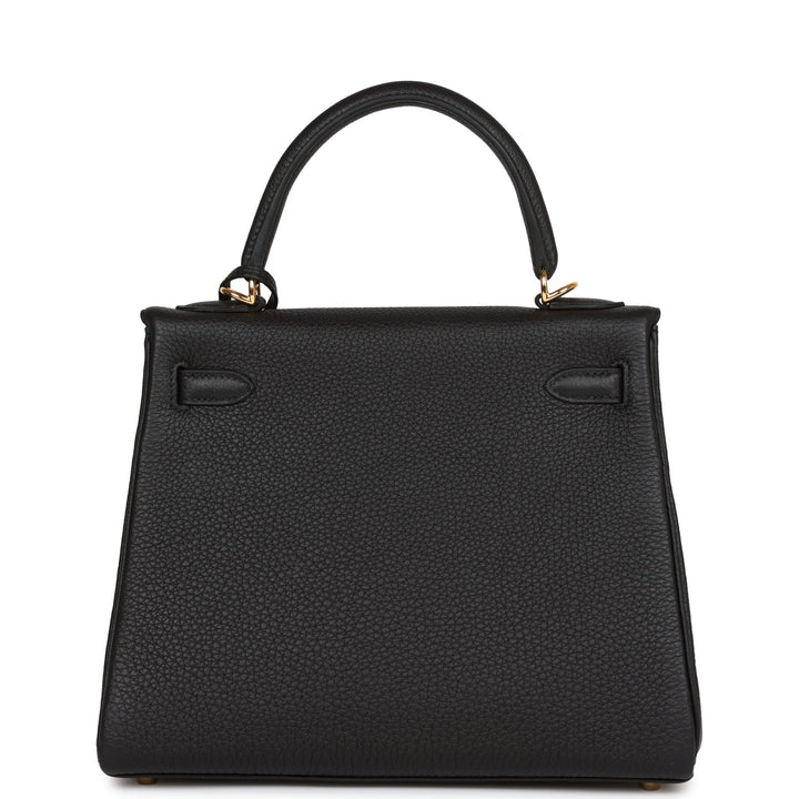 Top quality Hermes Kelly Retourne 25 Black Togo Gold Hardware