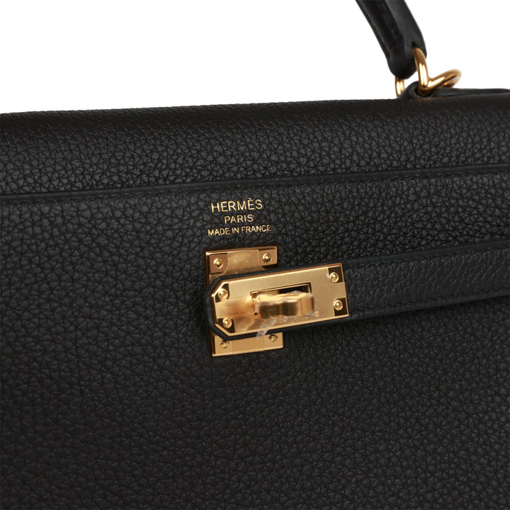 Top quality Hermes Kelly Retourne 25 Black Togo Gold Hardware