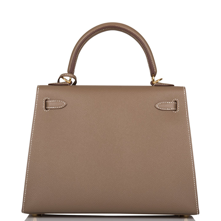 Hermes Kelly 25 Sellier Etoupe Epsom Gold Hardware