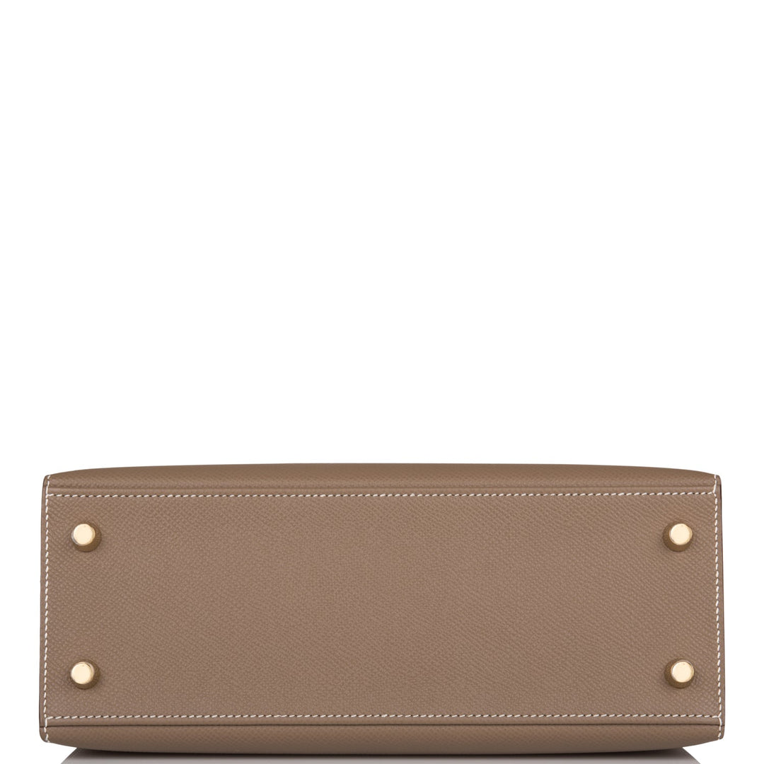Hermes Kelly 25 Sellier Etoupe Epsom Gold Hardware