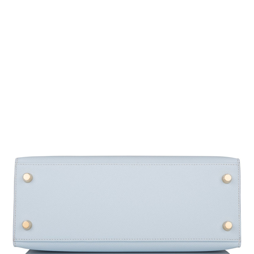 Hermes Kelly 25 Sellier Bleu Brume Epsom Gold Hardware