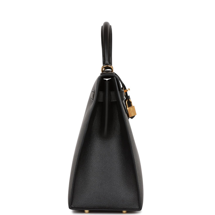 Hermes Kelly 32 Sellier Black Epsom Gold Hardware