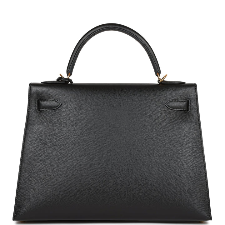 Hermes Kelly 32 Sellier Black Epsom Gold Hardware