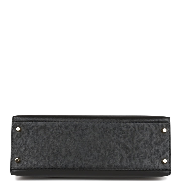 Hermes Kelly 32 Sellier Black Epsom Gold Hardware