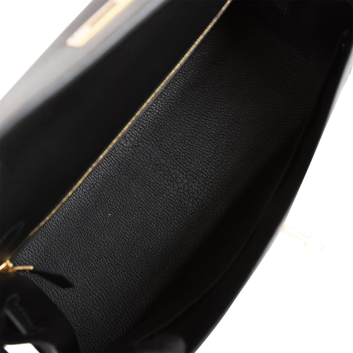 Hermes Kelly 32 Sellier Black Epsom Gold Hardware