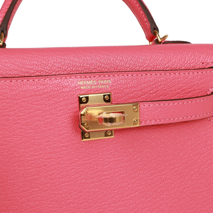 Hermes Kelly 20 Sellier Rose Lipstick Chèvre Gold Hardware