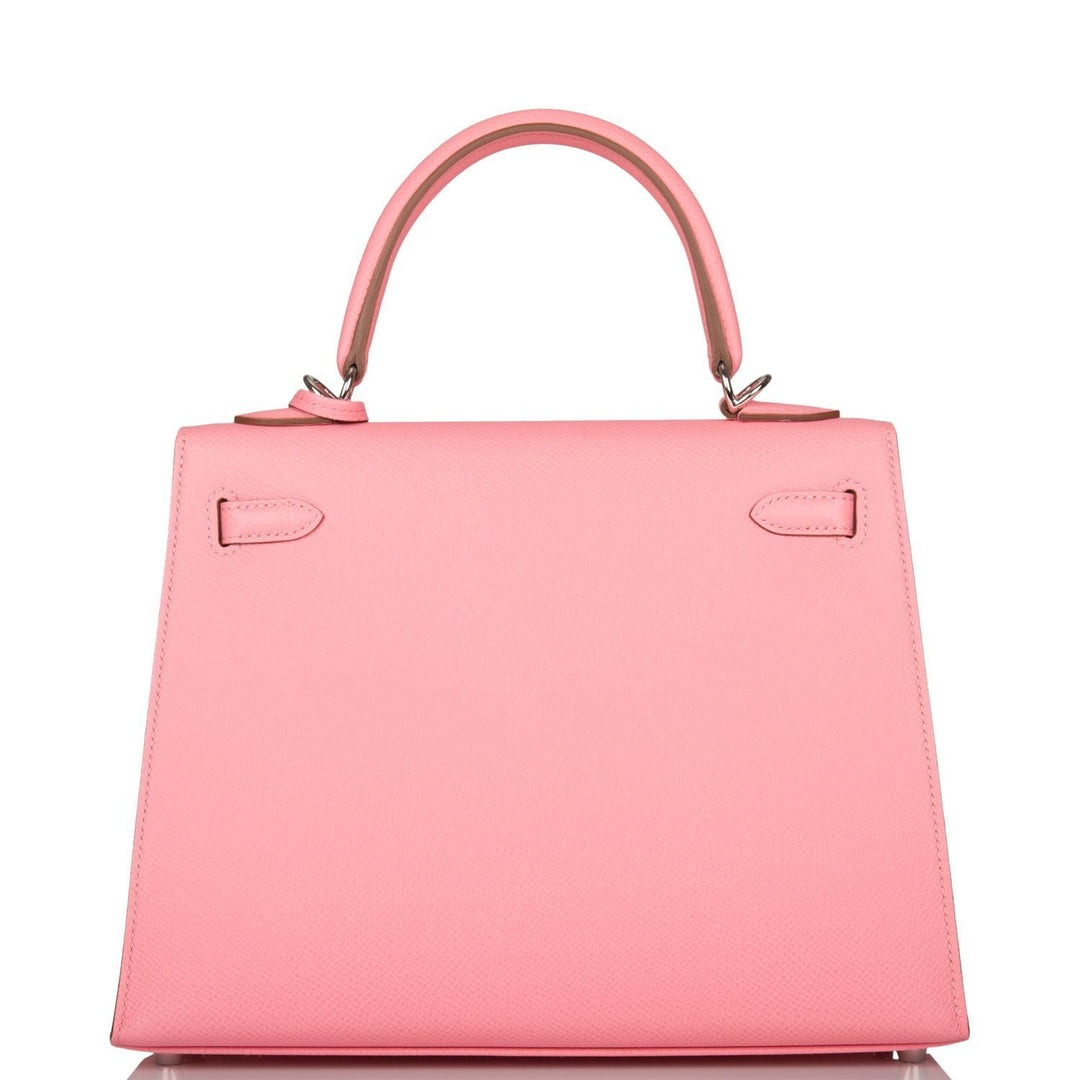 Hermes Kelly 25 Sellier Rose Confetti Epsom Palladium Hardware