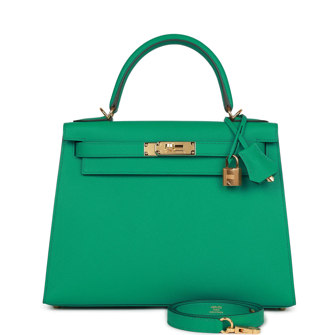 Hermes Kelly 28 Sellier Vert Jade Epsom Gold Hardware
