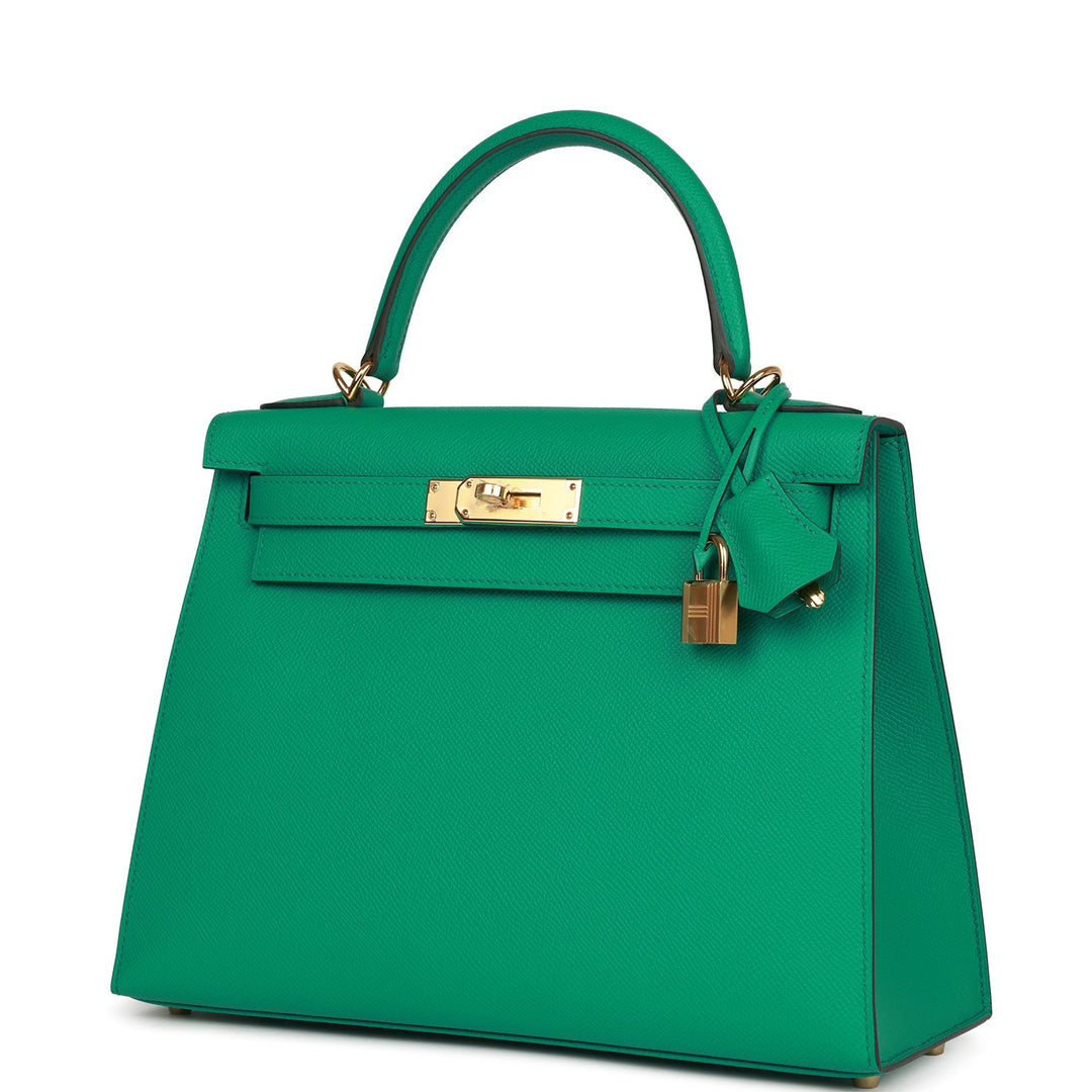 Hermes Kelly 28 Sellier Vert Jade Epsom Gold Hardware