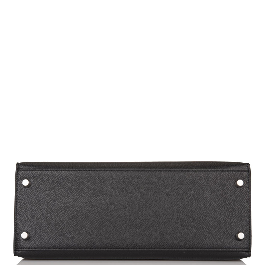 Hermes Kelly 28 Sellier Black Epsom Palladium Hardware