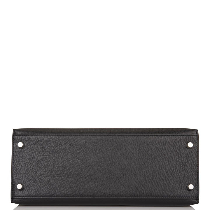 Hermes Kelly 28 Sellier Black Epsom Palladium Hardware