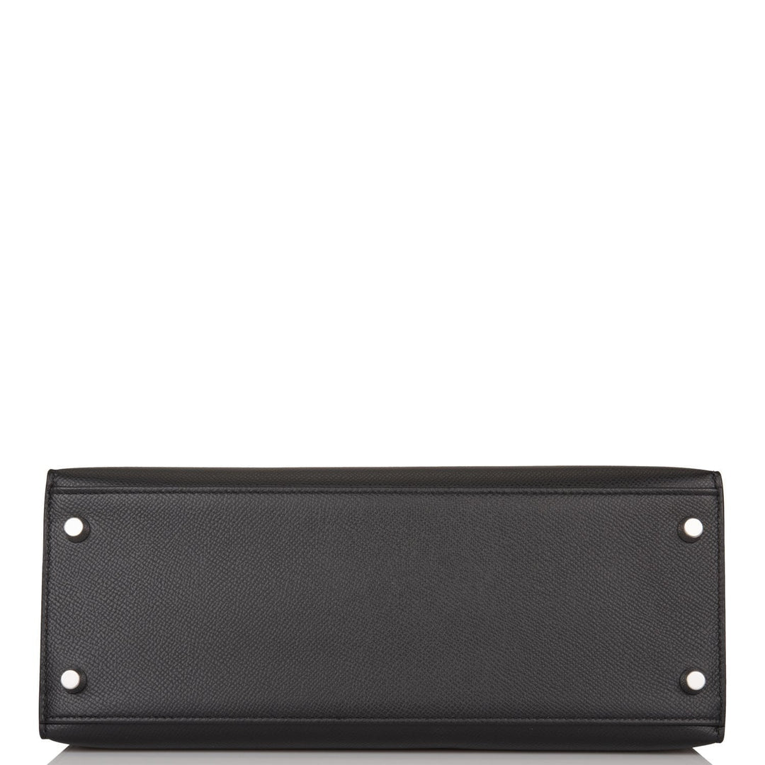 Hermes Kelly 28 Sellier Black Epsom Palladium Hardware