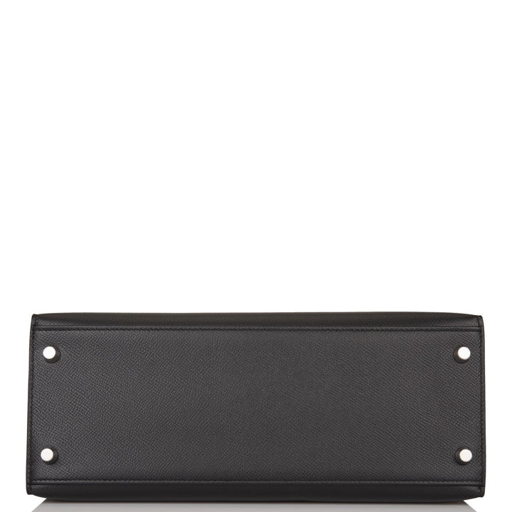 Hermes Kelly 28 Sellier Black Epsom Palladium Hardware