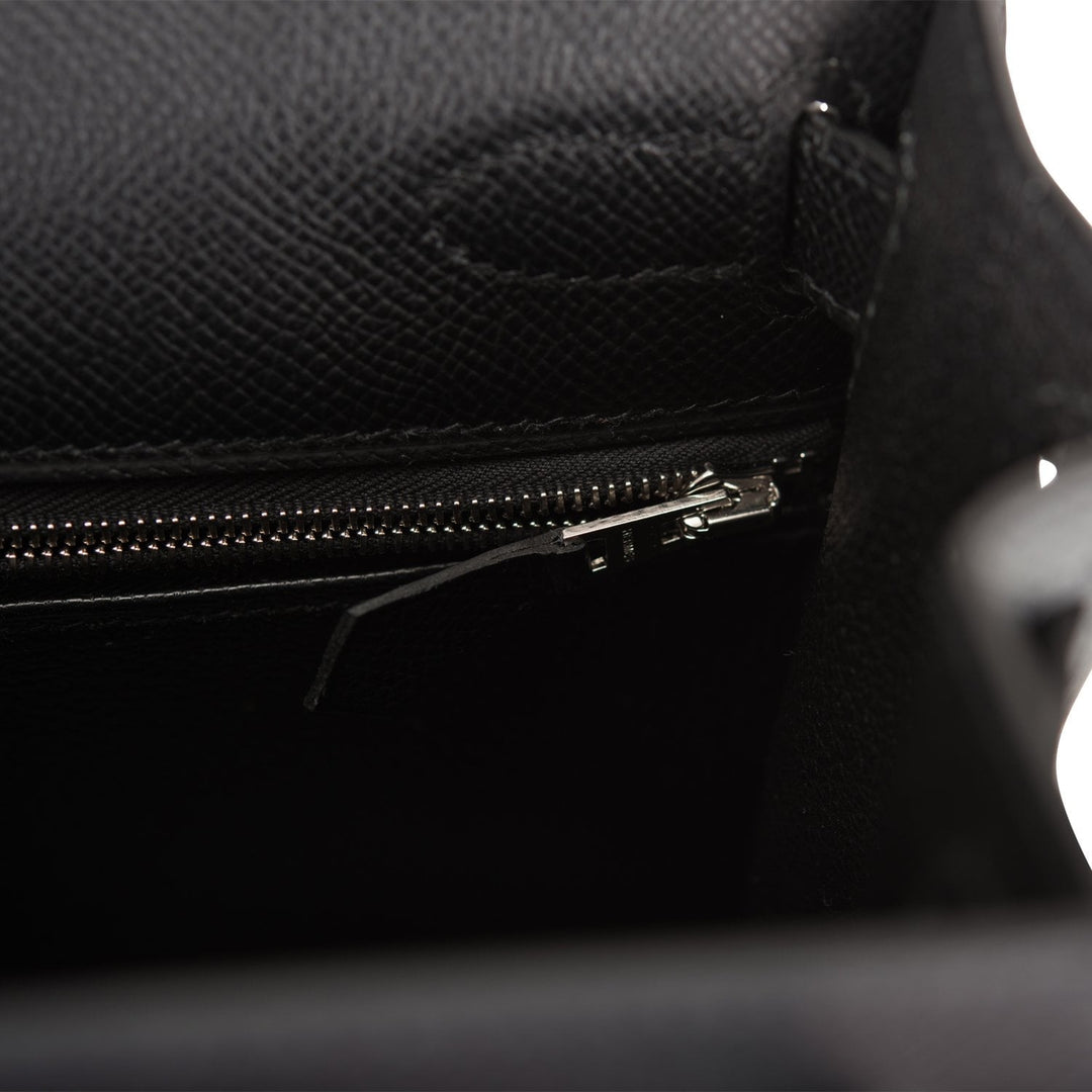 Hermes Kelly 28 Sellier Black Epsom Palladium Hardware