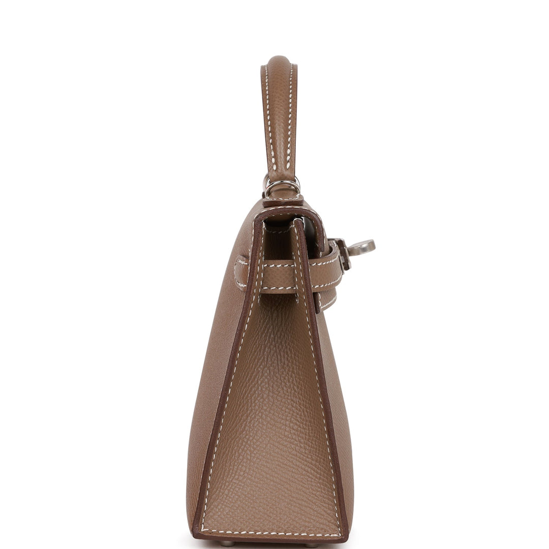 Hermes Kelly 20 Sellier Etoupe Epsom Palladium Hardware