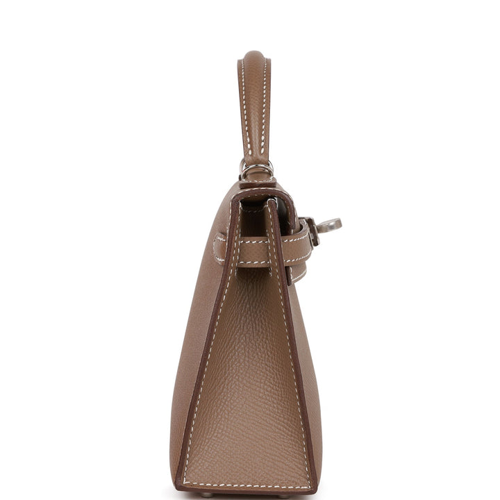 Hermes Kelly 20 Sellier Etoupe Epsom Palladium Hardware