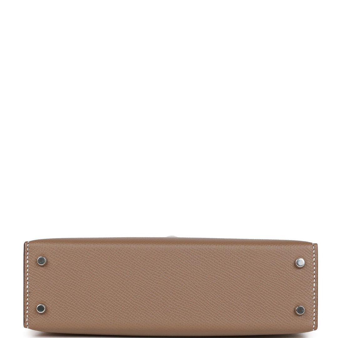Hermes Kelly 20 Sellier Etoupe Epsom Palladium Hardware