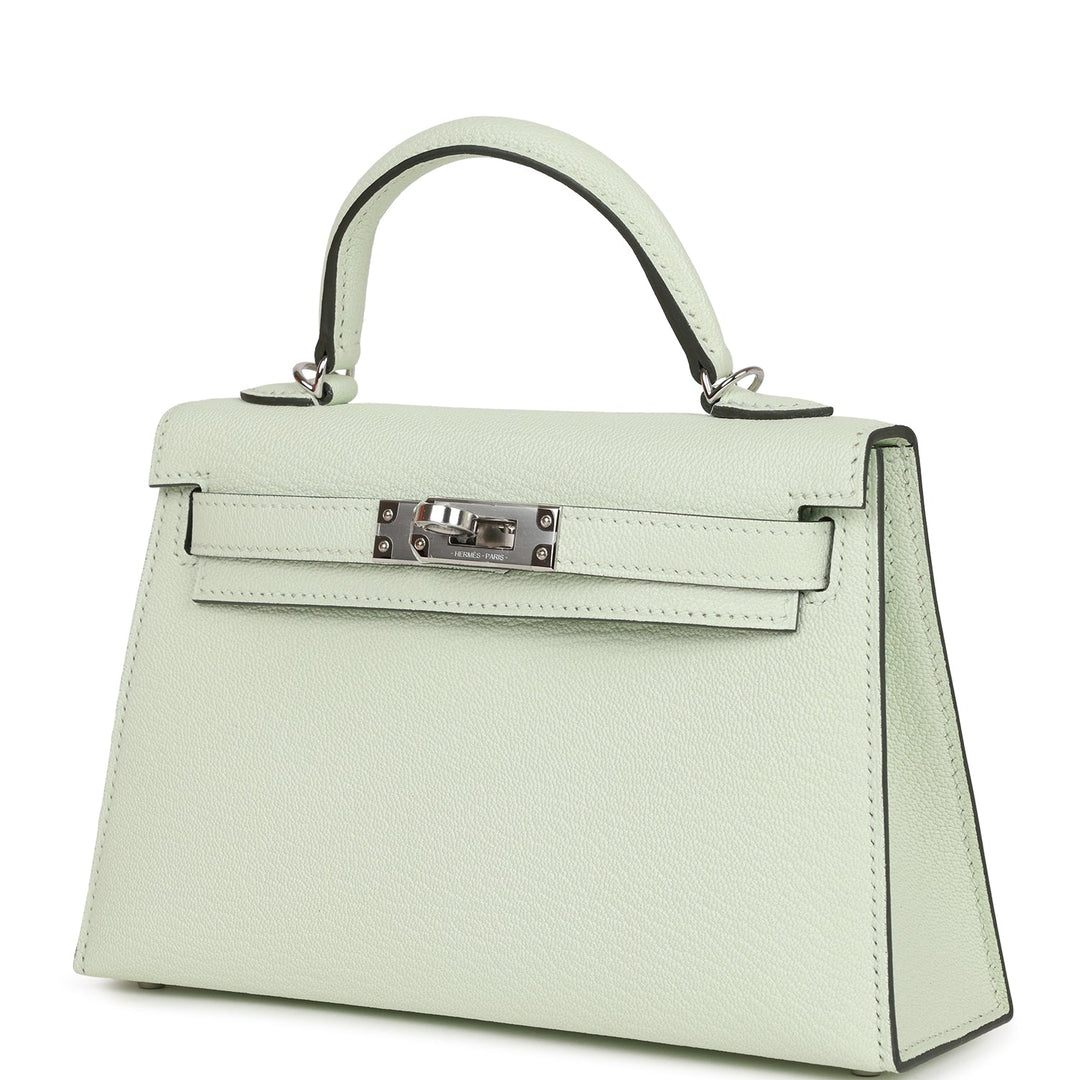 Hermes Kelly 20 Sellier Vert Fizz Chevre Palladium Hardware