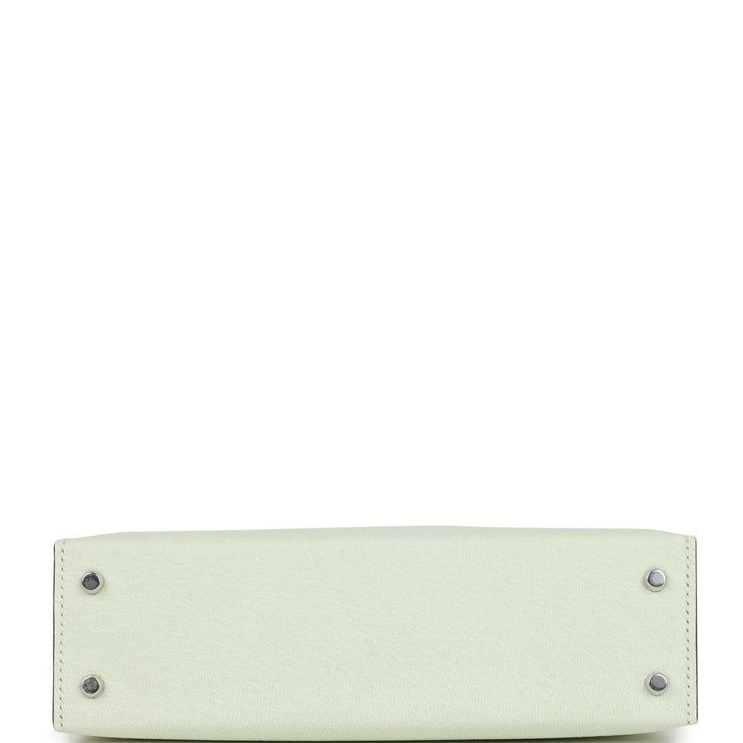 Hermes Kelly 20 Sellier Vert Fizz Chevre Palladium Hardware