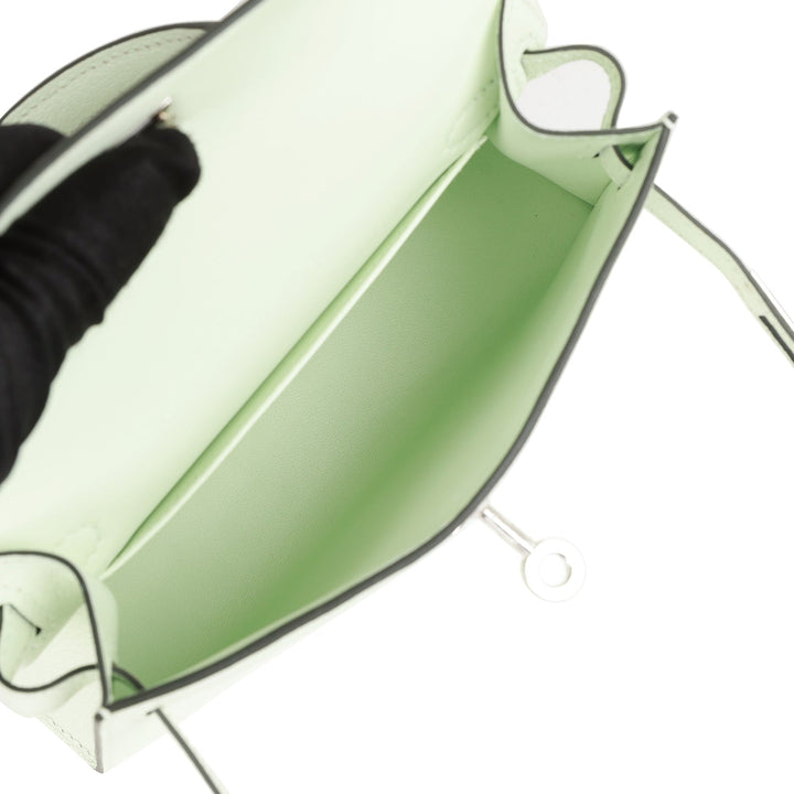 Hermes Kelly 20 Sellier Vert Fizz Chevre Palladium Hardware