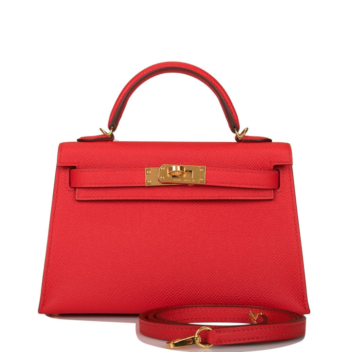 Hermes Kelly 20 Sellier Rouge de Coeur Epsom Gold Hardware
