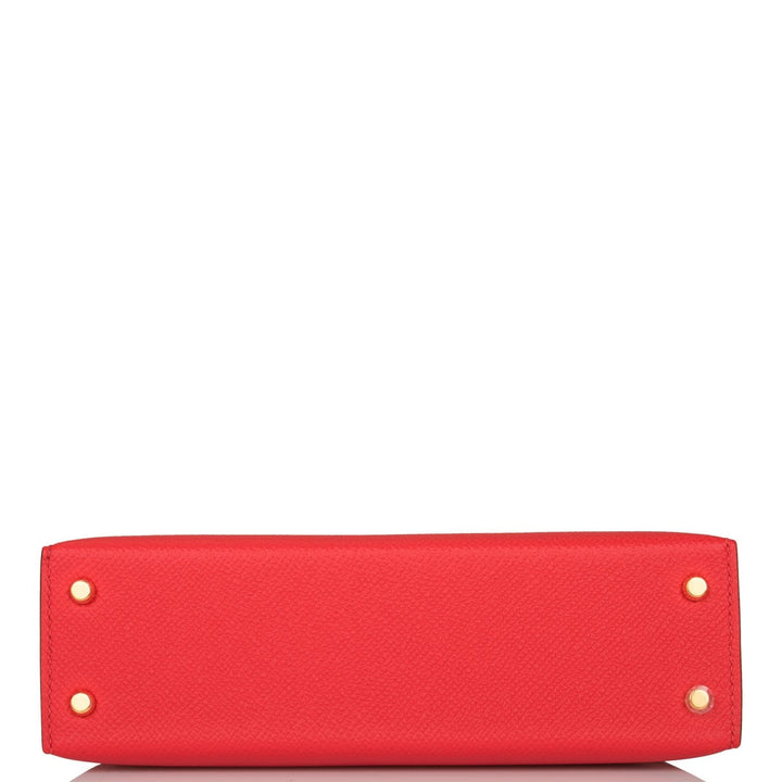 Hermes Kelly 20 Sellier Rouge de Coeur Epsom Gold Hardware