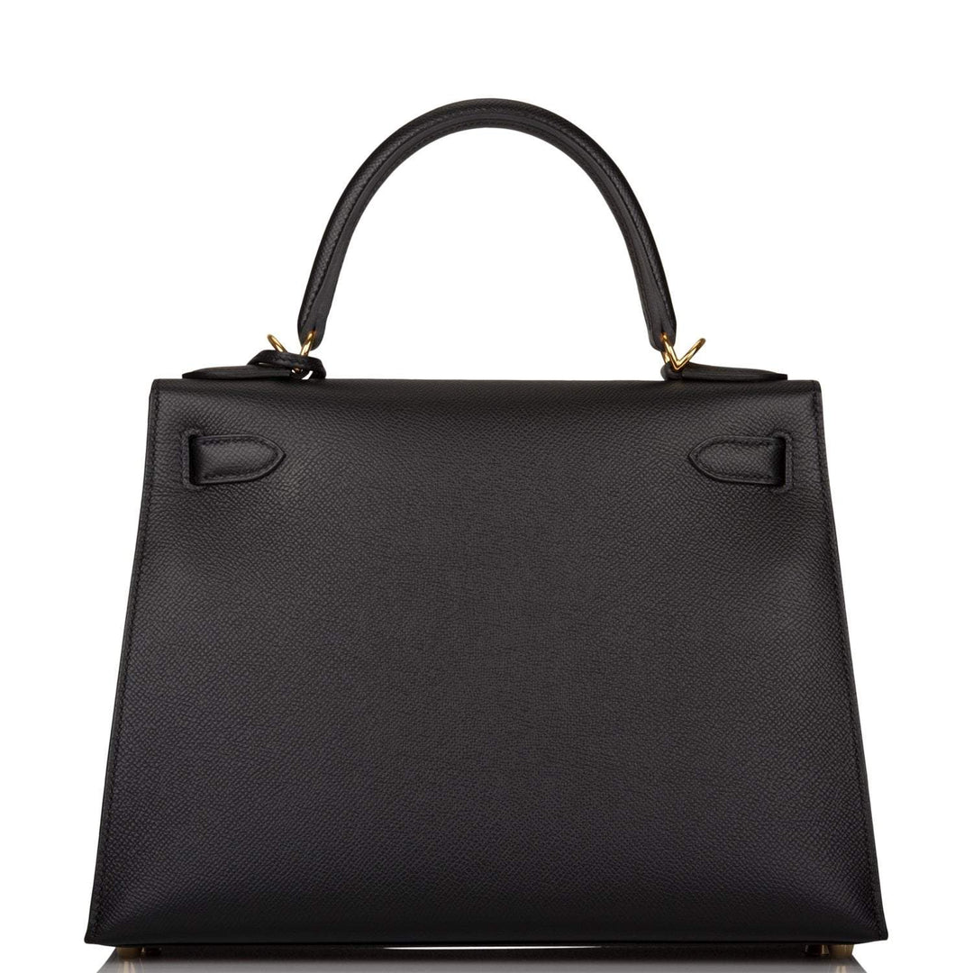 Hermes Kelly 28 Sellier Black Epsom Gold Hardware