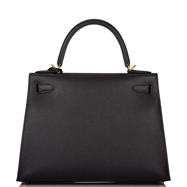 Hermes Kelly 28 Sellier Black Epsom Gold Hardware