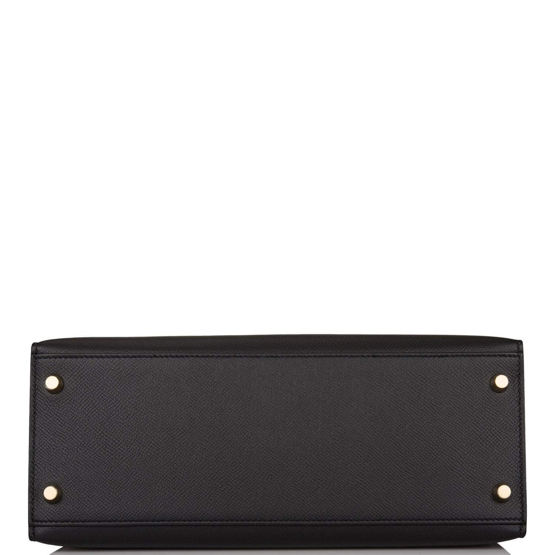 Hermes Kelly 28 Sellier Black Epsom Gold Hardware