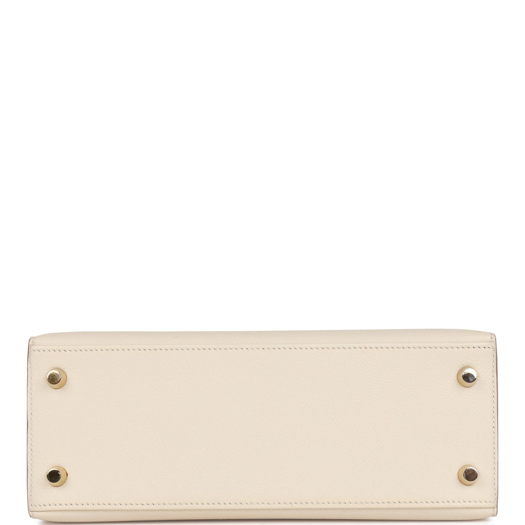 Hermes Kelly 25 Sellier Craie Epsom Gold Hardware