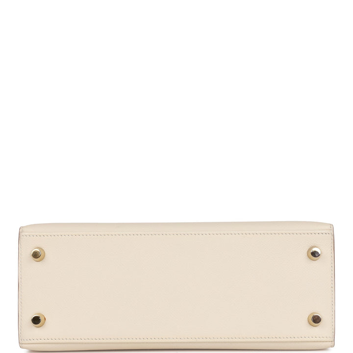 Hermes Kelly 25 Sellier Craie Epsom Gold Hardware
