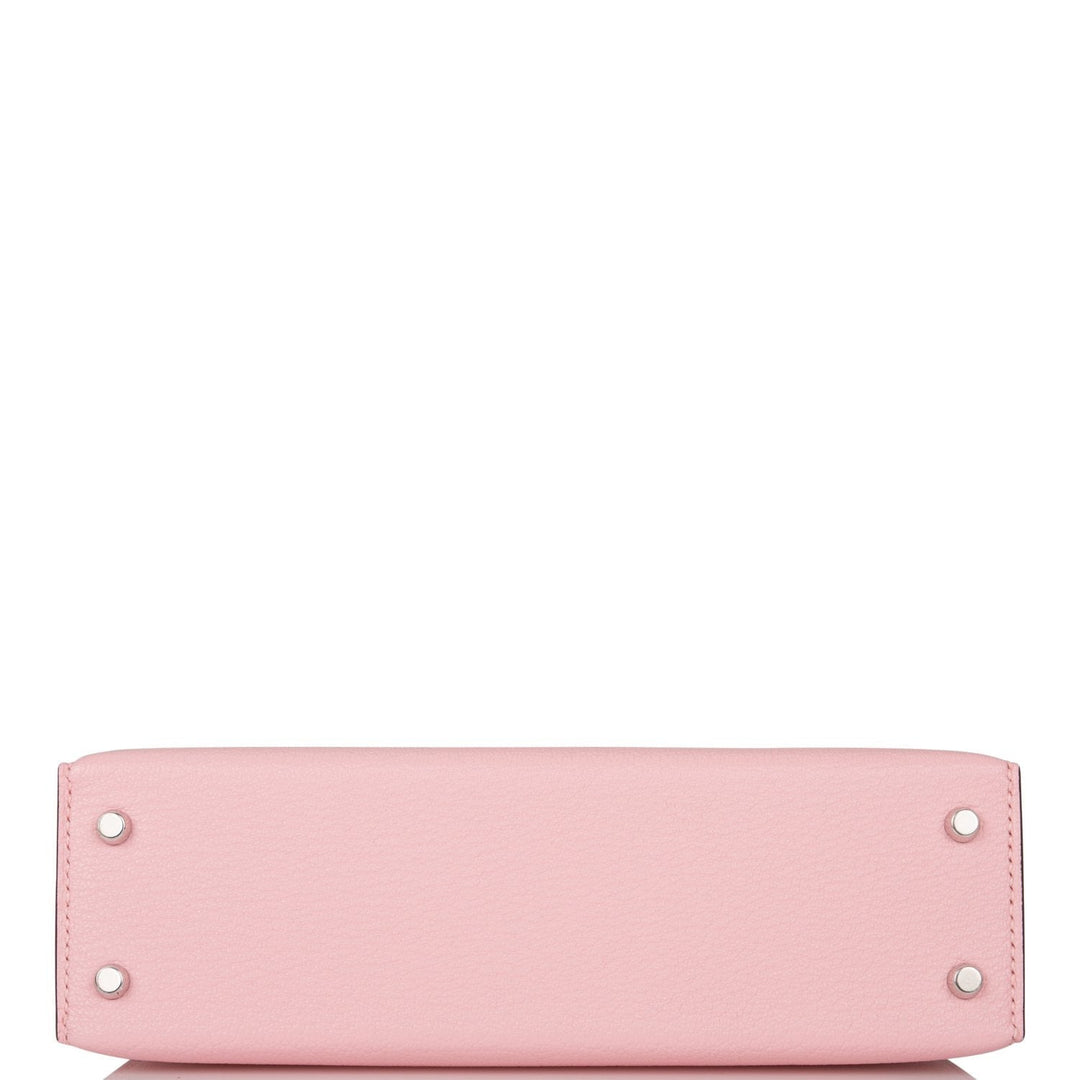 Hermes Kelly 20 Sellier Rose Sakura Chevre Palladium Hardware