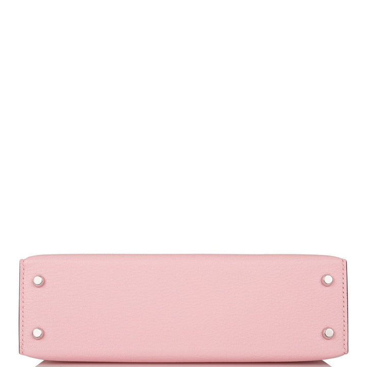 Hermes Kelly 20 Sellier Rose Sakura Chevre Palladium Hardware